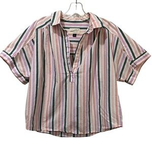 Universal Thread Medium 💯 Cotton Stripe Crop Shirt P